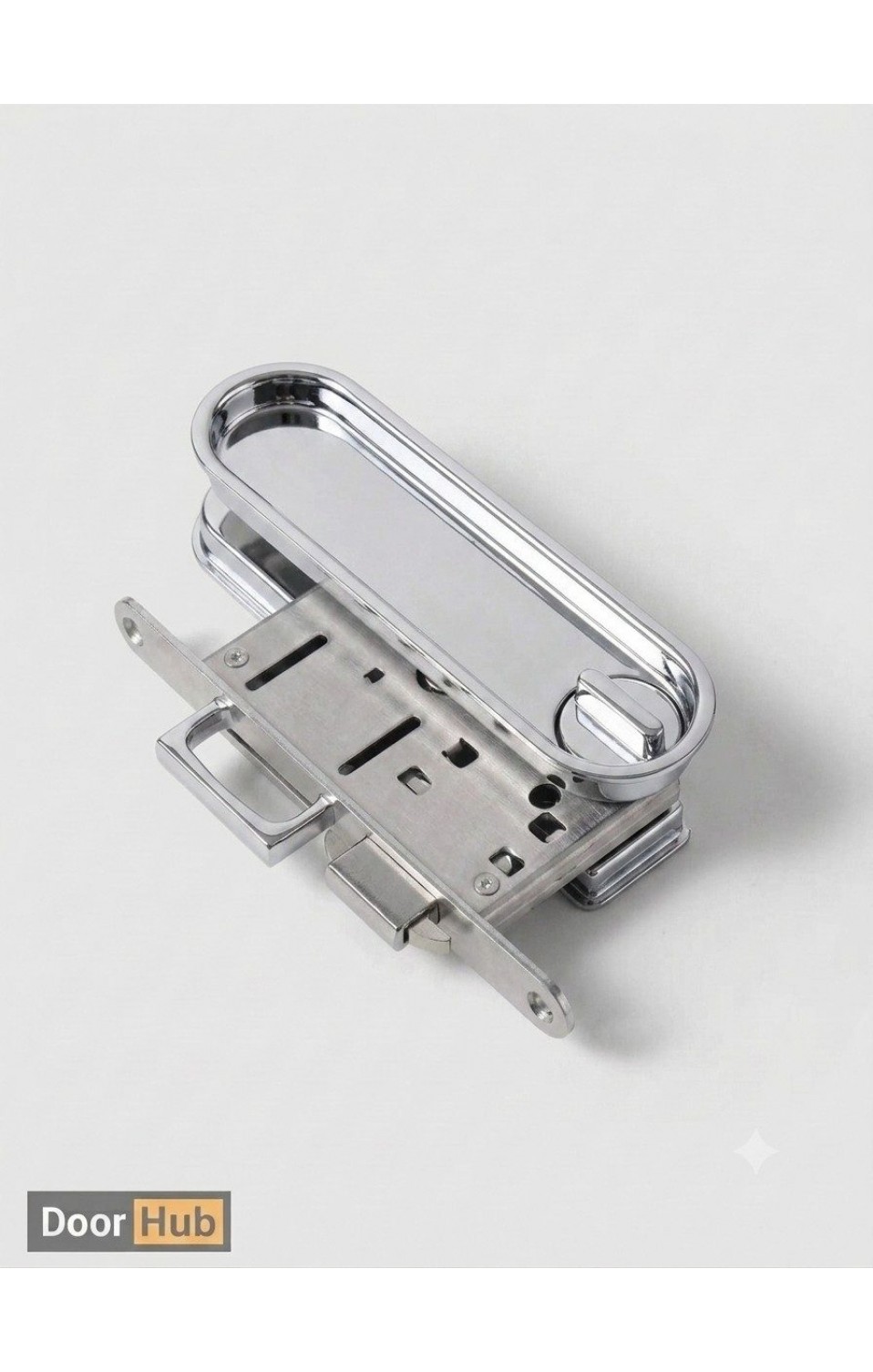 Bright Chrome Sliding Door Handle Set – Telescopic Lock for Wooden & Aluminium Doors